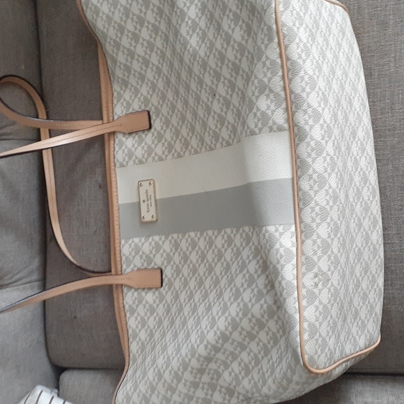 Kate spade gray cream canvas tote bag - Picture 16 of 16